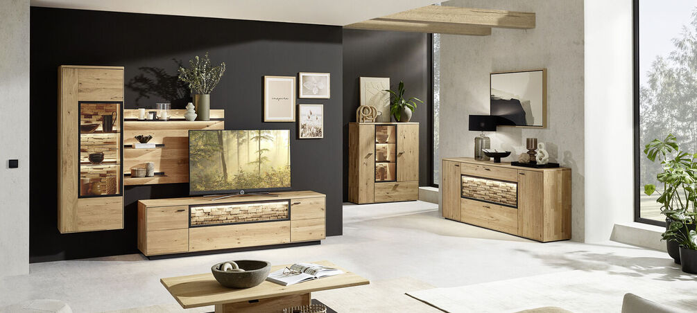 Braun Wohnwande Wohnzimmer Kollektion Valnatura